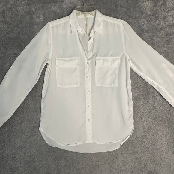 The Group Babaton Lyocell Career Button Up Long Sleeve Shirt Women XS Soft White - Picture 1 of 9